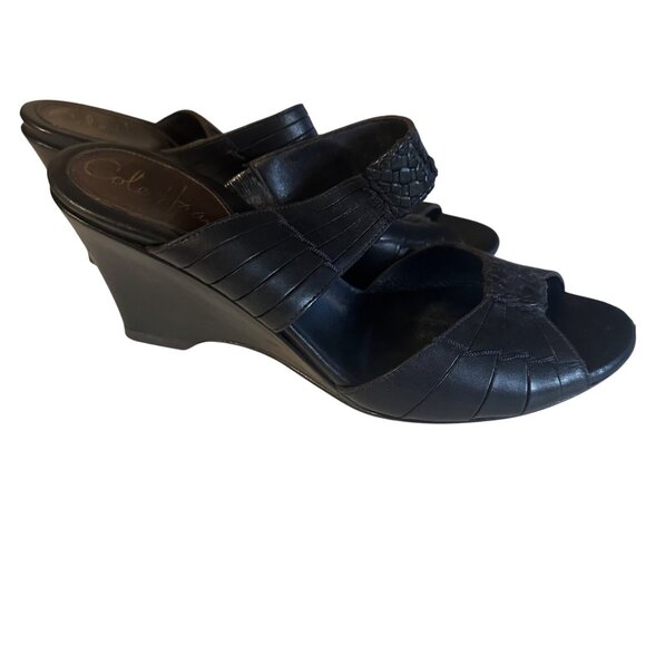Cole Haan black slip on leather heels size 6B - Picture 2 of 6